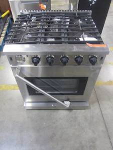 lot 87 image: Thor Kitchen 5 Burners 4.5-cu ft Manual Cleaning Convection Freestanding Gas Range (Stainless Steel) (Common 30-in Actual 29.875-in) LRG3001U