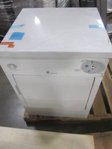 lot 125 image: GE 3.6-cu ft Stackable Portable Electric Dryer (White on white) DSKP333ECWW