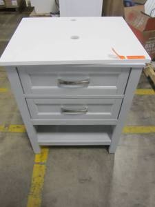 lot 143 image: Style Selections Cromlee 24-in Light Gray Bathroom Vanity with Engineered White Stone Engineered Stone Top 1211VA-24-242