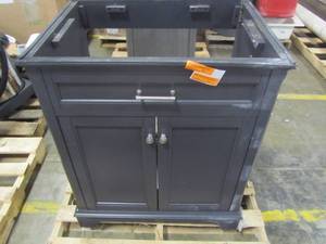 lot 145 image: Scott Living Roveland Dark Gray Single Sink Vanity - Cabinet Only (Common 30-in x 22-in) 2026VA-30-200