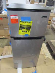 lot 147 image: Magic Chef 4.5 cu. ft. Double Door Mini Refrigerator in Stainless Look HMDR450SE