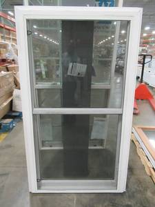 lot 315 image: ReliaBilt 3900 Series Double Hung Vinyl Window With Finished Wood interior and Full Screen (some Fraying), No Grid, 35 12 X 61 X 3 14.