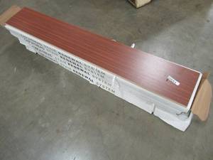lot 342 image: Cap A Tread 017071532 Brazil Cherry 47 in. Length x 12 in. Deep x 7-38 in. Height Vinyl Overlay Riser - 4 Cases, 12 Risers Total.