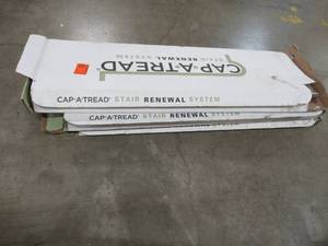 lot 347 image: Cap A Tread Vintage Pewter Oak 47 in. Length x 12-18 in. Deep x 1-1116 in. Height Laminate to Cover Stairs 1 in. Thick, T1-1816-R - 3 Caps.