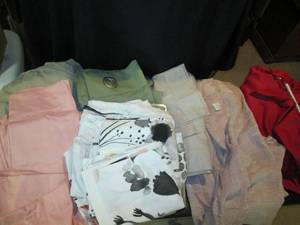 Window Curtains, Pink, Green, Patterned, One XL with closure rod attached. See Photos