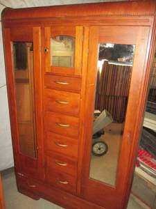 Wood Cabinet With Locking Doors, Keys Included (44 x 22 x 67)
