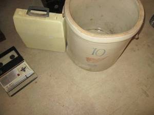 10 Gallon Red Wing Croc., Tape Recorder, VHS Player