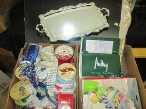 Silver Plated Oblong Serving Tray (NIB), 6 pc. Large Chair Ribbons, New Cards, Gift Tags, Gift Boxes, Ribbon 9B