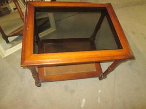 2 Chairs, Wood End Table with Glass Insert 9 Floor