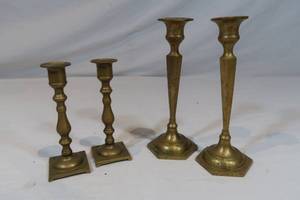 lot 116 image: 2 Pairs of Brass Candlesticks