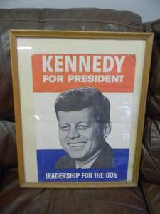 lot 1 image: VERY COOL Kennedy for president campaign sign Looks to be original. approx 17x22 - SEE PICTURES