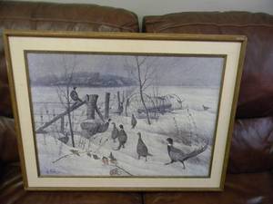 lot 4 image: VERY COOL Les C. Kouba Canvas Wildlife peice With a personalized signature on back Approx 29x23 - SEE PICTURES