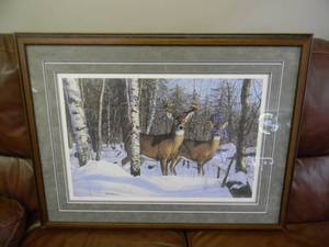 lot 5 image: NICE DeerWildlife piece by Bruce Miller. Approx 33x25 - SEE PICTURES