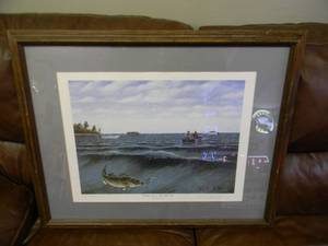 lot 7 image: VERY COOL Opening Day on Lake Mille Lacs. By Les C. Kouba and Bud Grant Artists Proof, Signed by both. Approx 30x25 - SEE PICTURES