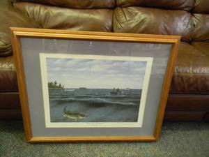 lot 8 image: VERY COOL Opening Day on Lake Mille Lacs. By Les C. Kouba and Bud Grant Artists Proof, Signed by both. Approx 30x25 - SEE PICTURES