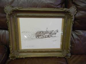 lot 13 image: NICE Will Brett 70500. Wagon Painting. VERY NICE FRAME Approx 21x18 - SEE PICTURES
