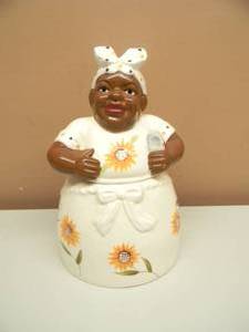 lot 44 image: Casa Vero Ack Black Americana Mammy Lady Ceramic Cookie Jar - Dishwasher Safe - APPROX 13 TALL - SEE PICTURES