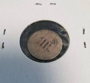 1853 US THREE CENT SILVER TRIME