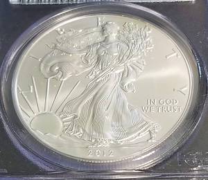 2012(W) AMERICAN SILVER EAGLE 1 TROY OZ. .999 FINE SILVER MS70 PCGS FIRSTSTRIKE