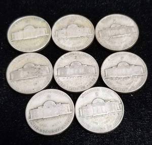 GROUP OF 8 US WWII WARTIME SILVER NICKELS