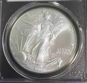 2002 AMERICAN SILVER EAGLE 1 TROY OZ. .999 FINE SILVER MS69 PCGS