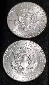2 AU-UNC 1964 KENNEDY SILVER HALF DOLLARS