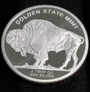 2 TROY OZ. .999 FINE SILVER INDIAN BUFFALO DESIGN