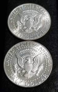 2 BU-UNC 1964 KENNEDY SILVER HALF DOLLARS