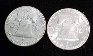 2 BU 1963-D FRANKLIN HALF DOLLARS