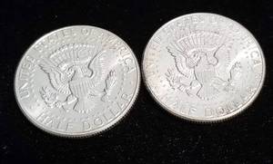 2 AU-UNC 1964 KENNEDY SILVER HALF DOLLARS