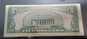 1953-A US BLUE SEAL $5 CURRENCY SILVER CERTIFICATE