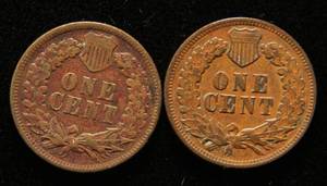 2 INDIAN HEAD CENTS 1895 1901