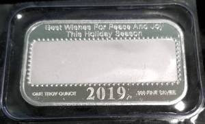 CHRISTMAS 2019 SANTA 1OZ .999 FINE SILVER BAR SEALED