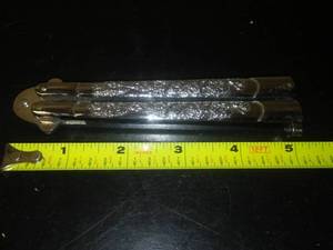 lot 79 image: Chrome Butterfly Knife,  stainless blade. Rostfrei 420