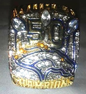 lot 85 image: SUPER BOWL RING 50 YEAR ANNIVERSARY. Broncos Manning,