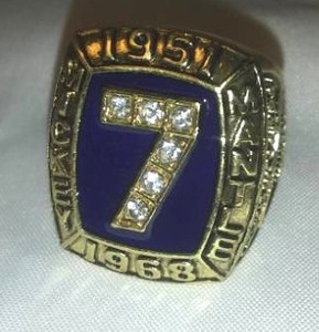 lot 105 image: Mickey Mantle Yankees Retirement Ring New York.