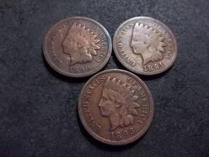1890, 1891, 1893 Indian Head Cents