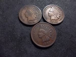 1890, 1892, 1902 Indian Head Cents