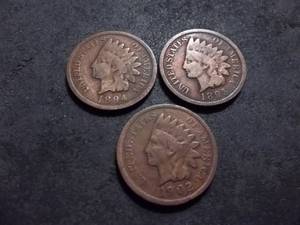 1894, 1895, 1902 Indian Head Cents