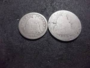 1849 Half Dime & 1887 Dime Both Seated Liberty