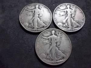 1937 P, D, S Walker Half Dollars