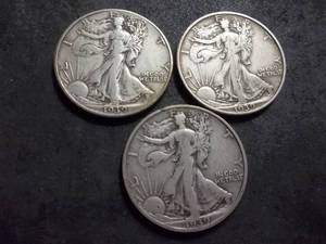 1939 P, D, S Walker Half Dollars