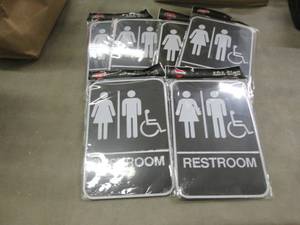 6 Cosco ADA Bathroom Signs with Bra...