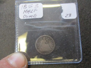 lot 23 image: 1853 Half Dime wArrows