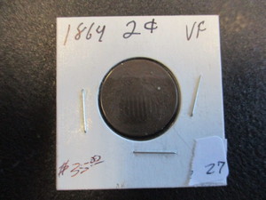 lot 27 image: 1864 VF 2(Two) Cent Piece