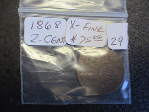 lot 29 image: 1868 X-Fine 2(Two) Cent Piece