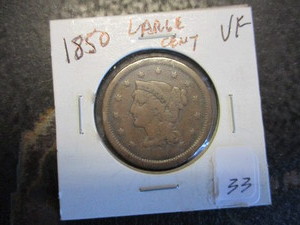 lot 33 image: 1850 Large Cent