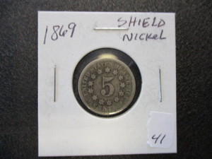 lot 41 image: 1869 Shield Nickel