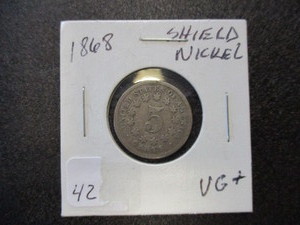 lot 42 image: 1868 VG Shield Nickel