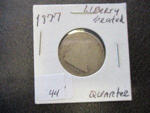 lot 44 image: 1877 Liberty Seated Silver Quarter